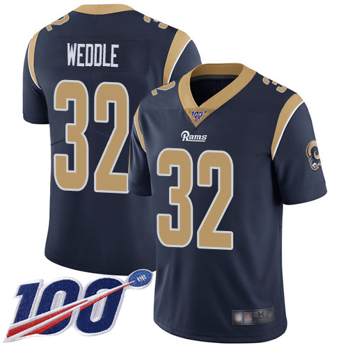 Los Angeles Rams Limited Navy Blue Men Eric Weddle Home Jersey NFL Football #32 100th Season Vapor Untouchable